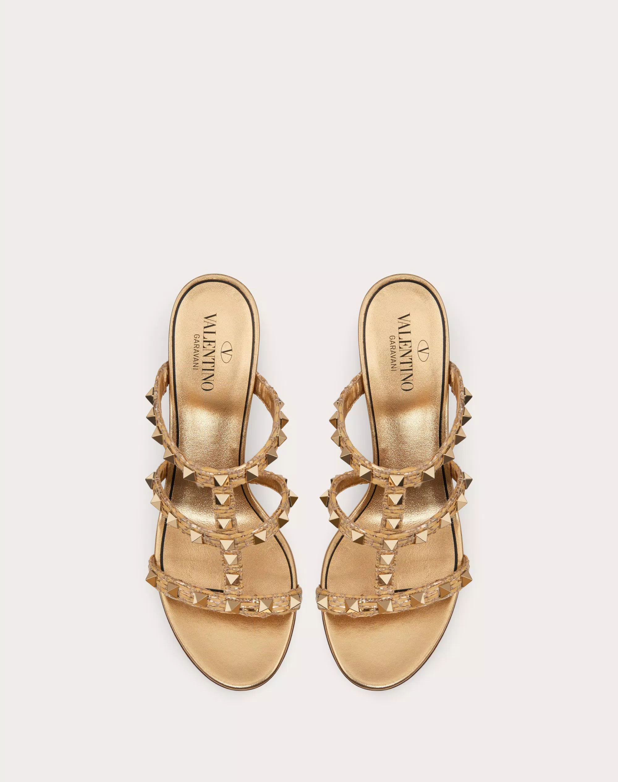 ROCKSTUD RAFFIA SLIDE SANDAL 60MM